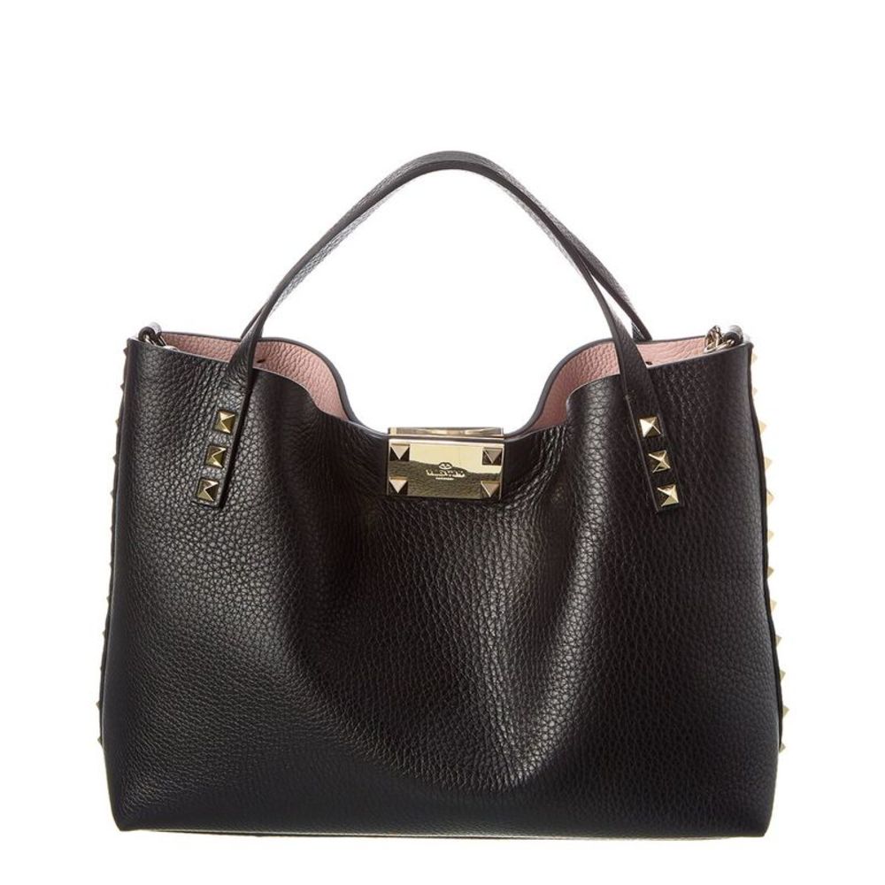 Valentino Rockstud Small Grainy Leather Tote, black/silver hardware - Picture 2 of 4